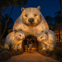Großflächige Zoo-Lichterschleife mit Tierlaternen und Szenischem Projektdesign