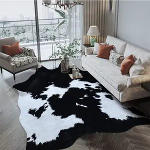 Cute Cow Print Rug Black And White Western Decor Mat Faux Cowhide Rugs Animal Printed Area Rug Carpet For Home Livingroom