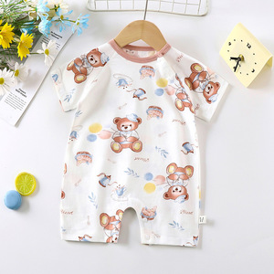 Combinaison pour bébé, style été, unisexe, manches courtes, combinaison fine pour nouveau-né, combinaison de ramper, vêtements pour bébé en coton pur - Product Image 4