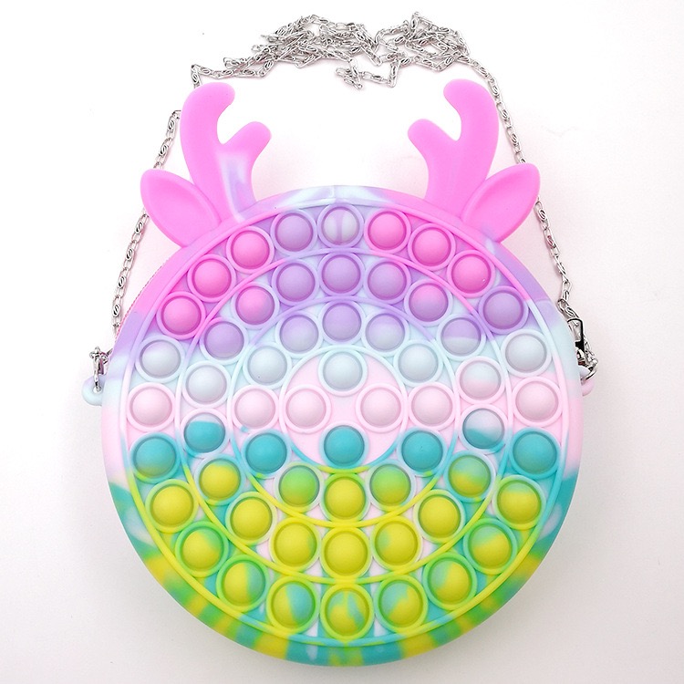 Amazon Hot Sell Pushing Purse Push Bubble Fidget Toy Handbag Simple Sensory Silicone School Book Shoulder Animals Bag Fidget
