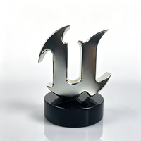 Trophée personnalisé en métal avec logo 3D, en alliage de zinc, avec base en cristal noir pour cérémonie de jeu, souvenir