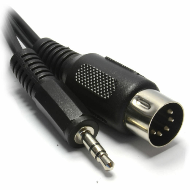 Black MIDI 5-Pin Male to Male MIDI Cable 3.5mm Audio Jack to Midi 5pin Din Female Adapter Cable
