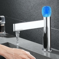 Robinet de lavabo de salle de bain moderne de luxe en laiton à poignée unique avec finition chromée et cartouche en céramique pour utilisation en villa ou à l'hôtel
