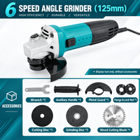 Meuleuse d'angle filaire 720W 125mm, 6 vitesses, machine de découpe, de meulage et de polissage électrique, professionnelle, industrielle, pour la maison, le bricolage, le métal, le bois