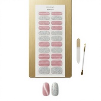 Kit de Uñas de Gel sin UV en Caja de Regalo Personalizada, Set de Manicura Semipermanente con Brillo Rosa de Lujo, Venta al Por Mayor, Etiqueta Privada, Adhesivos para Uñas