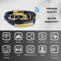Bracelet NFC à Boucle Magnétique en Cuir et Coque de Noix de Coco, Chaîne RFID pour Cadeaux, Étiquette de Contrôle d'Accès, Pas d'Application, Bracelet Intelligent OEM/ODM LF/HF