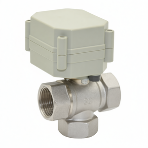 Vanne à boisseau sphérique motorisée électrique COVNA OEM en bronze à 3 voies, haute température (90 degrés), mini, à bride, avec joint en PTFE pour acides - Product Image 2