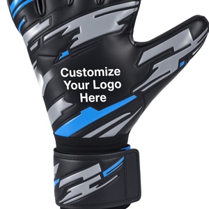 Gants de gardien de but de qualité supérieure, noir et bleu, en cuir PU, à doigts entiers, antidérapants, avec sangle de poignet réglable, unisexe - Product Image 3
