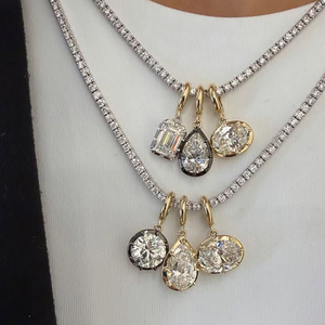 LYBURCHI Ciondoli Minimalisti in Argento Sterling 925 Placcato <span class=keywords><strong>Oro</strong></span> 18K con Zirconi Cubici Ovali Geometrici Scintillanti per Creazione di Gioielli - Product Image 3