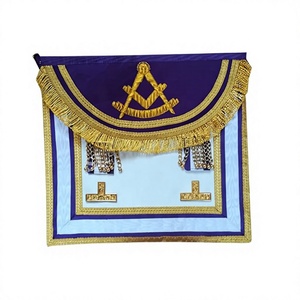 Regalia masónica púrpura y blanca, delantal de rito escocés con camiseta de Metal, flecos dorados - Product Image 1