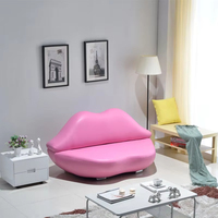 Juego de Sofás con Diseño Especial en Forma de Labios Rojos, Patas de Madera para Muebles de Sala de Estar