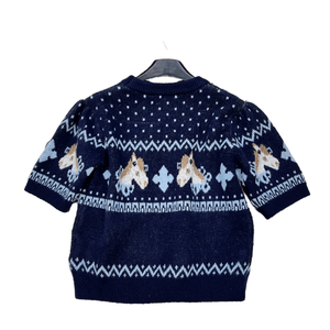 เสื้อสเวตเตอร์ถักแขนสั้นลายม้าแฟร์ไอส์สำหรับผู้หญิง คอกลม สวมใส่สบาย - Product Image 4
