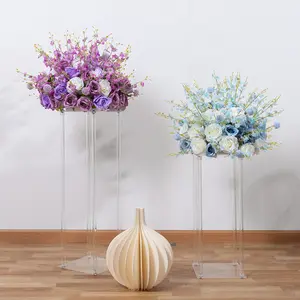 Decoração de compras de casamento, peças centrais de flores de seda artificiais para dança de orquídea, roxo, amarelo e azul