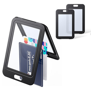 Double-sided transparent black work <b>ID</b> card sleeve, vertical bus sign, hard plastic shell, credit card/campus card protective - Product Image 1