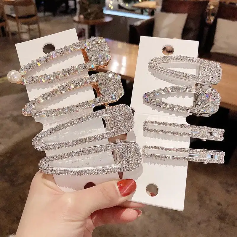 Horquillas de boda doradas a la moda para mujer, clips para el pelo de Año Nuevo, diamantes de imitación de cristal