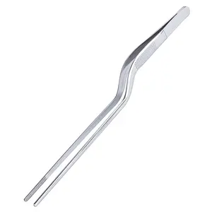 Oem China Kitchen Utility Food Tong Culinary Tweezer Stainless Steel Offset Plating Barman Sushi Bbq Chef Cooking Tweezers