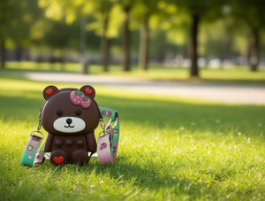 Borsa a Tracolla in Silicone a Forma di Orso con Stampa Cartoon, Borsa da Petto per Donna per Tutte le Stagioni - Product Image 2