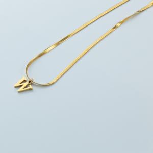 Collier à pendentif lettre initiale A-Z en acier inoxydable plaqué or 18 carats, personnalisable, pour femmes, à superposer - Product Image 2