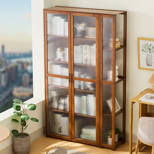 Étagère simple sur pied 439, unité de rangement moderne avec porte en verre, bibliothèque pour salon et bureau à domicile, design gain de place - Product Image 2
