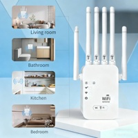 Repetidor WiFi Interior/Exterior de 300 Mbps, 5 GHz, 2.4 GHz, IP, Amplificador de Red 4G 3G con 4 Antenas de 8.0 dBi, Puerto Ethernet para el Hogar