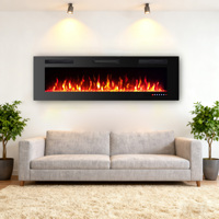 Cheminée électrique linéaire à LED avec télécommande, 40 à 60 pouces, 13 couleurs de flamme, avec cristaux pour la décoration de la maison