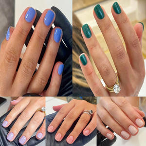 24ชิ้นสีทึบวัสดุ ABS เล็บแบบกดเล็บนุ่มกลมสั้นทำเล็บมือสไตล์ฝรั่งเศสขายส่ง - Product Image 2