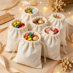 Bolsa de Algodón Muselina Blanca Lisa con Cordón, Bolsa Portátil Pequeña para Guardar Joyas, Admite Impresión de Logotipo Personalizado - Product Image 5