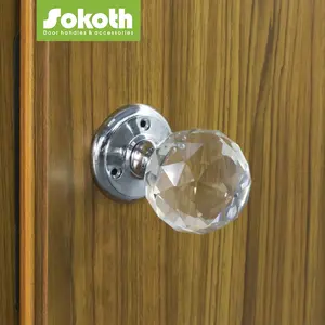 Door Handles And Knobs New Design Decoration Faceted Crystal Head Door Pull Handle Knobs With Lock