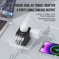 Konverter Internasional Terlaris MINI Ukuran Ringkas 17WPD Pengisi Daya Ponsel Universal Cepat untuk Perjalanan Dengan Port Usb dan Type-C