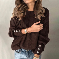 Plus Size Einfache Frauen Langarm Rundhals ausschnitt Button Down Sweater Top Damen Casual Roll kragen pullover Tops