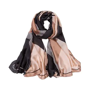 90*180 Large Size Long Satin Scarf Custom Logo Wholesale Of Silk Scarves Female Print Gift Sunscreen Shawl Chiffon Scarves