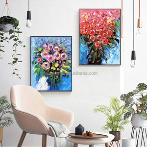 Vẽ tay tường nghệ thuật trang trí nhà cafetria hoa hồng đỏ hoa sơn dầu hiện đại Tranh sơn dầu tác phẩm nghệ thuật vẽ tranh vải - Product Image 4