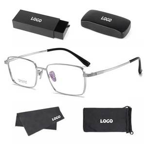 高品質純チタンフレーム軽量テンプルスクエアクラシックプリントメンズ光学眼鏡 - Product Image 5