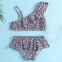 Badpak voor kleine meisjes, bandeau, één geheel, allover fruit- en dierenprint, spandex/polyester, stretch, ademend, 1-delig