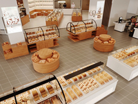 Conception d'intérieur de boulangerie moderne en bois sur mesure, comptoirs et vitrines de présentation de pain en bois, rénovation de boulangerie