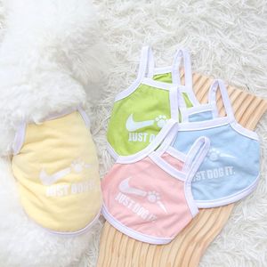 Gilet pour chien avec imprimé Just Dog It, bretelles de couleurs macaron pour petites races, Teddy, Bichon, Pomeranian, léger, printemps-été - Product Image 1