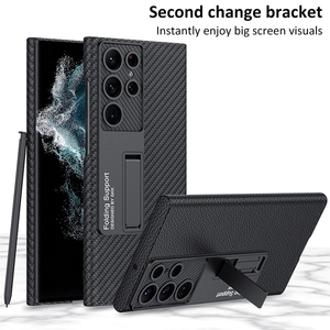Funda trasera de cuero sintético para Samsung Galaxy S23 Ultra <span class=keywords><strong>S23Plus</strong></span>, carcasa protectora completa suave con soporte para ranura para bolígrafo - Product Image 3