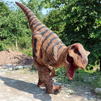 Costume de dinosaure réaliste personnalisé, costume de mascotte T-Rex orange interactif pour parc d'aventure, exposition pour adultes