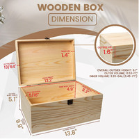 Boîtes en bois de pin inachevées avec couvercle à charnière peint bricolage artisanat stockage et panneaux muraux bois artisanat souvenir étui