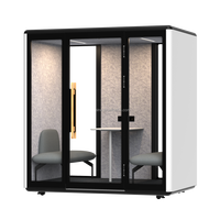 Cabine de bureau modulaire moderne Comine, structure en alliage d'aluminium, insonorisation acoustique, verre trempé 6 mm, LED, pour hôtel et salon