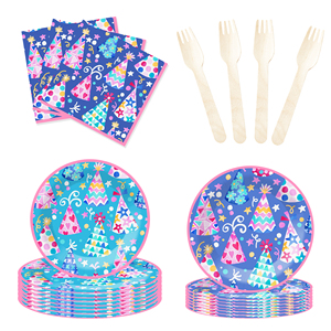 DAMAI Nuevo Juego de Vajilla para Fiesta de Cumpleaños Infantil con Diseño de Gorro, Incluye 7 y 9 Platos de Papel, Vasos y Servilletas para 8 Invitados - Product Image 4