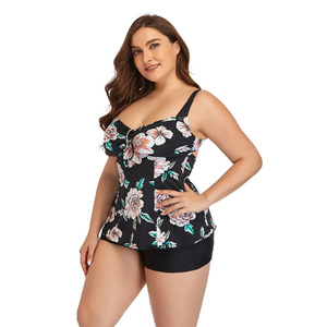 Traje de Baño Vintage de Dos Piezas, Tankini Retro Floral para <span class=keywords><strong>Mujer</strong></span>, Traje de Baño de Talla Grande con Push-Up, Ropa de Playa 2021, Venta al por Mayor - Product Image 2