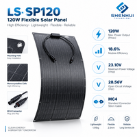 Panneau solaire flexible 120W, module solaire léger avec revêtement ETFE, design étanche pour camping-car, bateau, yacht, camping