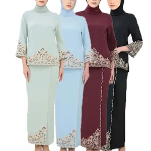 Factory Price Embroidery Dubai Abaya Traditional Muslim Women's Dress Baju Kurung Muslimah For Women