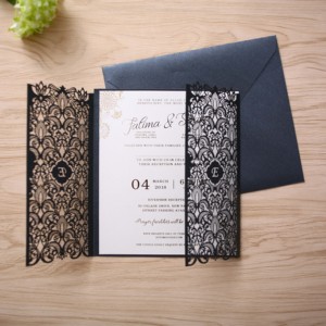 Cartes en <span class=keywords><strong>papier</strong></span> découpées au <span class=keywords><strong>laser</strong></span> avec accessoires en forme de feuille, matériau pailleté, cartes d'invitation de mariage, cartes-cadeaux d'anniversaire - Product Image 3