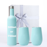 Refroidisseur liège cadeau promotionnel chaud 500ml 750ml bouteille de vin et 12oz gobelet à vin tasses en acier inoxydable bouteille de vin ensemble boîte-cadeau