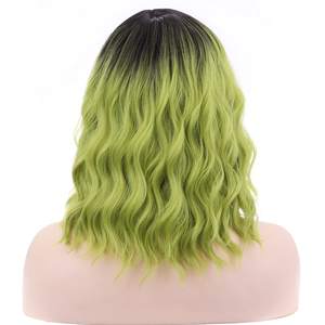 <span class=keywords><strong>Peluca</strong></span> Transparente Negra y Verde para <span class=keywords><strong>Mujer</strong></span>, Estilo Ondulado, Corta y Rizada, Teñida, para Cosplay de Halloween, Comercio Exterior - Product Image 5
