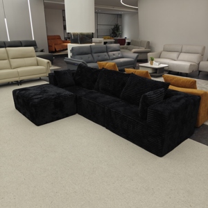Ensemble de lit sectionnel convertible moderne en forme de L, compressé sous vide, rembourré en éponge, emballé en boîte, vente en gros - Product Image 3
