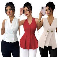 Kardigan Rajut Wanita Tanpa Lengan Model Slim Fit, Streetwear Musim Panas, Elegan, Berkualitas Tinggi, Kancing Depan