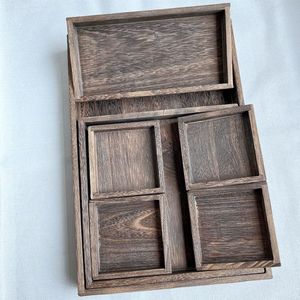 Display personalizzato a base di frutta e cibo tavolo resistente scatola di legno per la colazione <span class=keywords><strong>set</strong></span> di vassoi con manico - Product Image 2